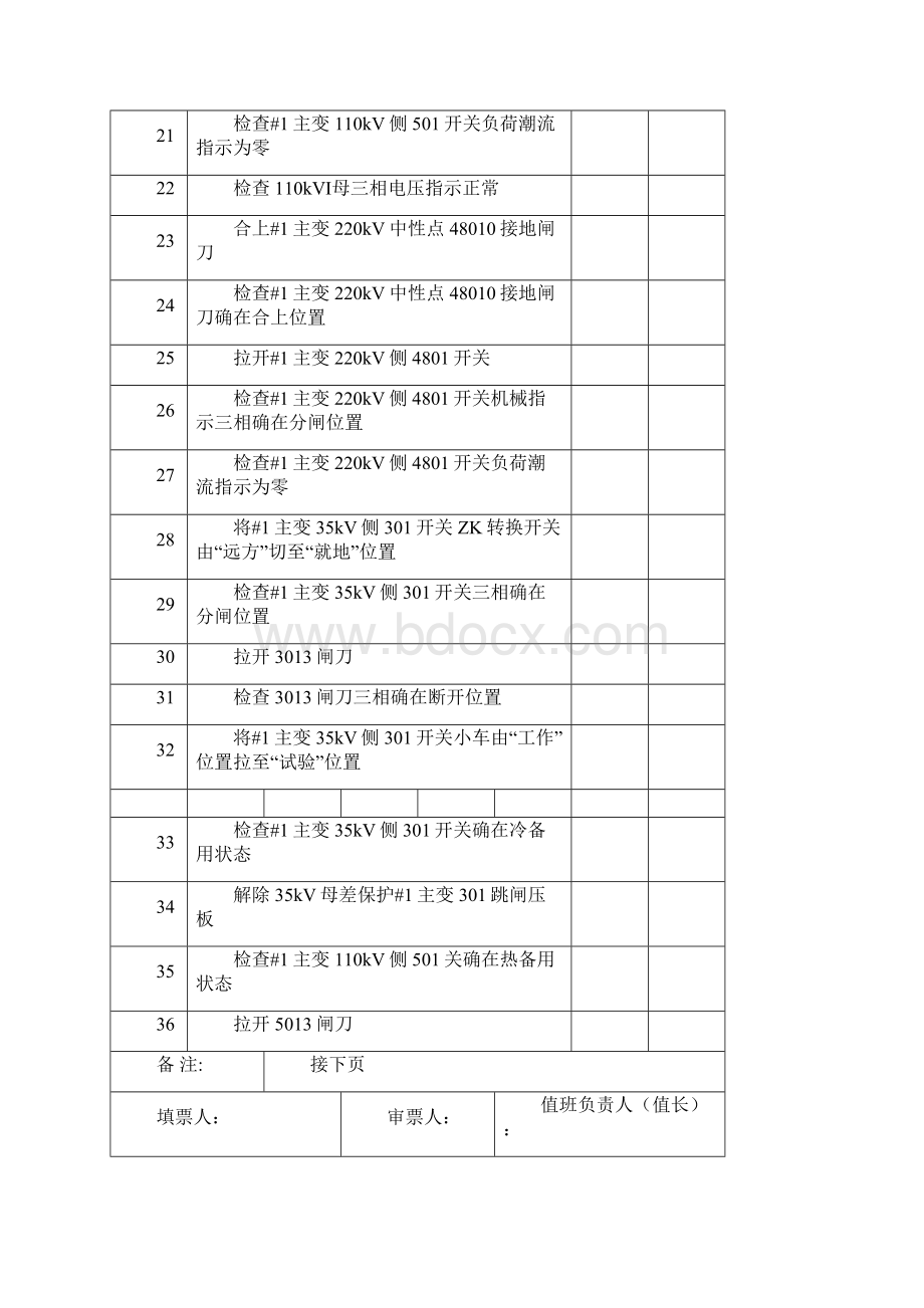 倒闸操作票220kV#1主变及三侧开关由运行转为检修知识讲解.docx_第3页