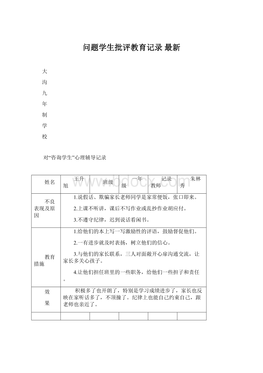 问题学生批评教育记录 最新.docx