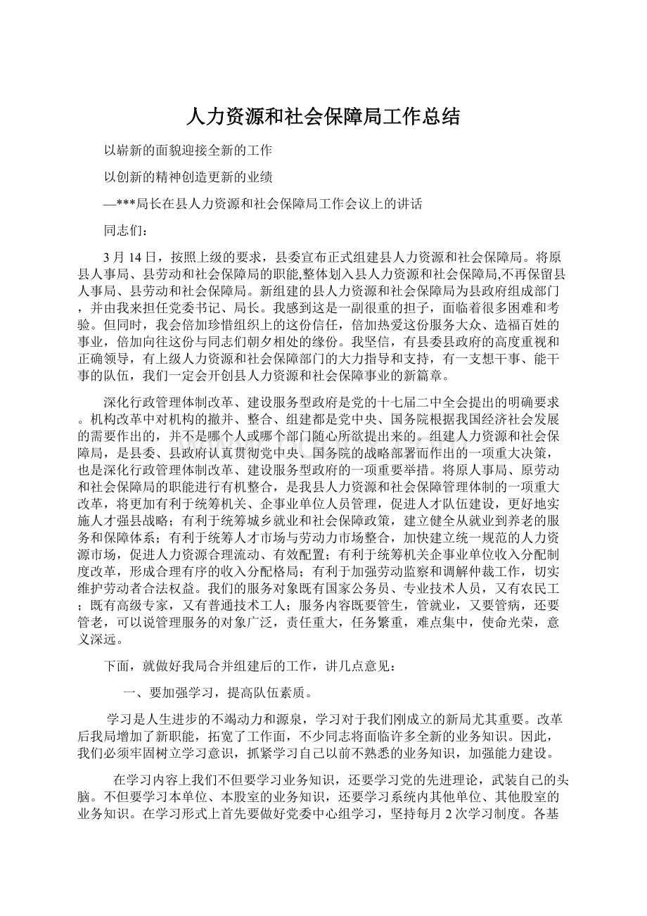 人力资源和社会保障局工作总结.docx