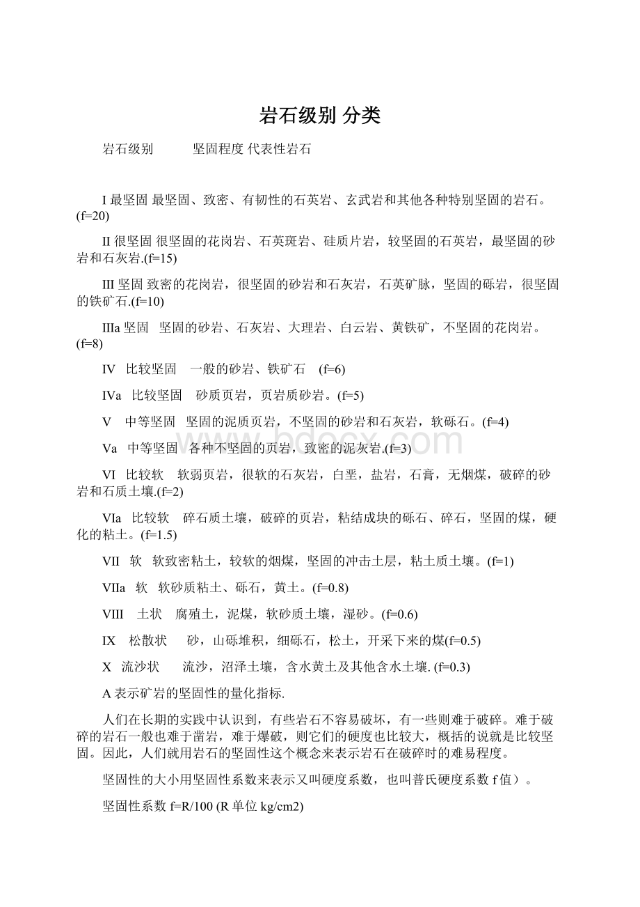 岩石级别 分类Word格式文档下载.docx