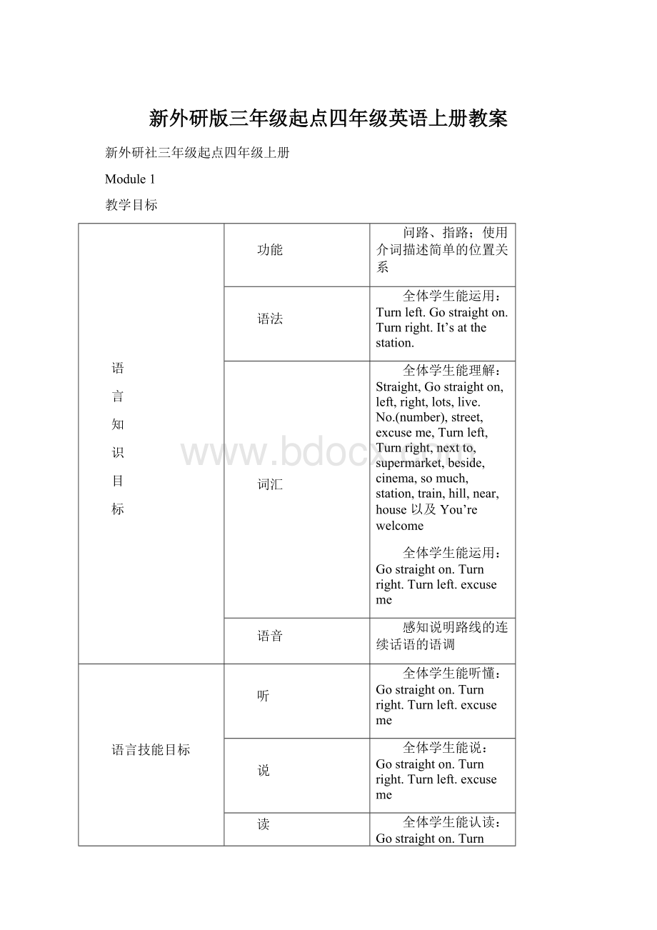 新外研版三年级起点四年级英语上册教案.docx_第1页