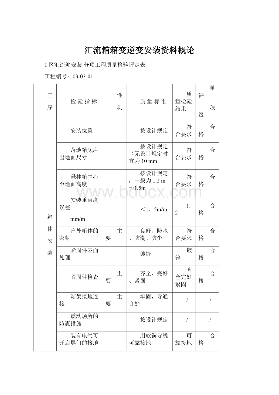 汇流箱箱变逆变安装资料概论Word文件下载.docx