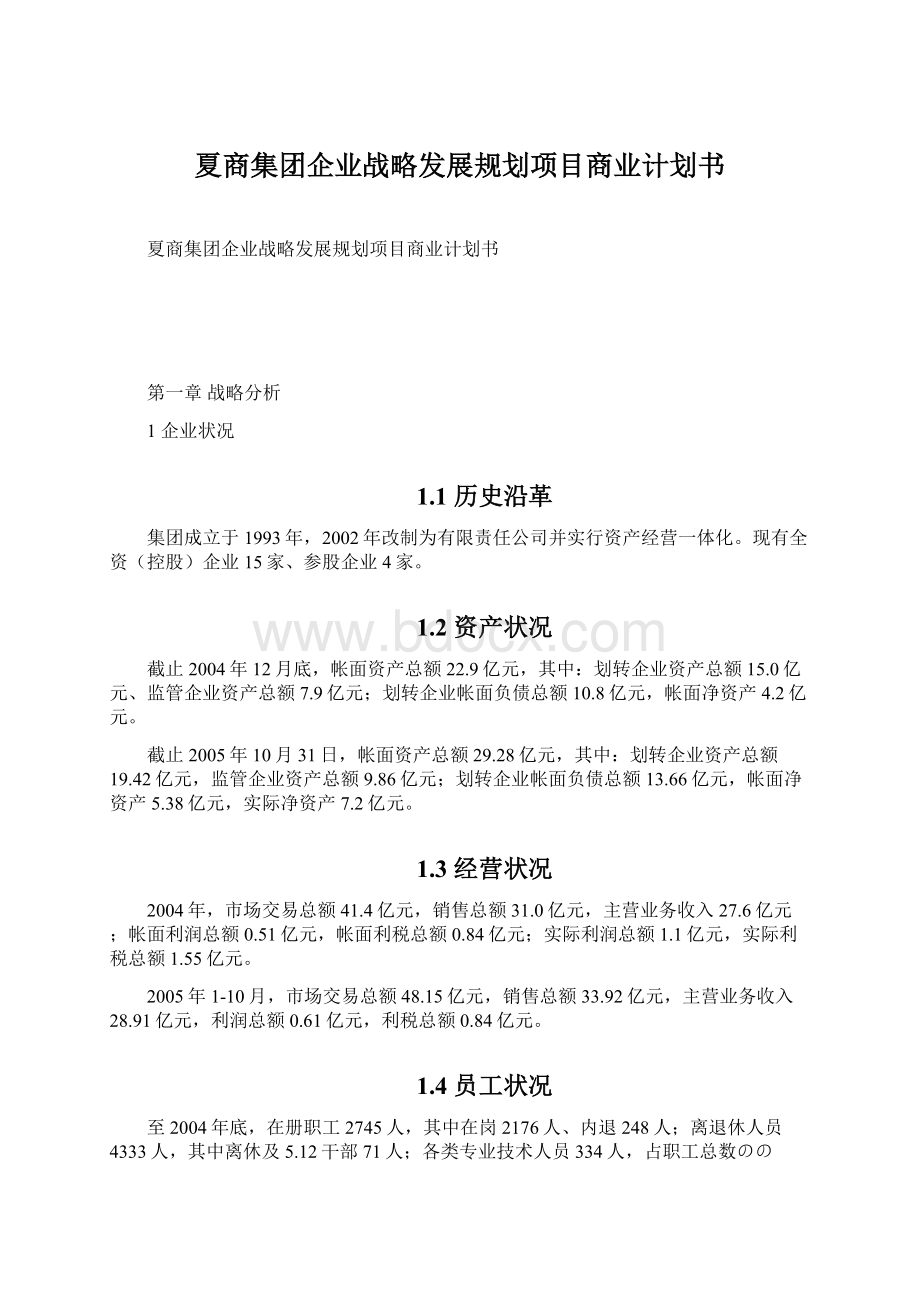 夏商集团企业战略发展规划项目商业计划书文档格式.docx_第1页