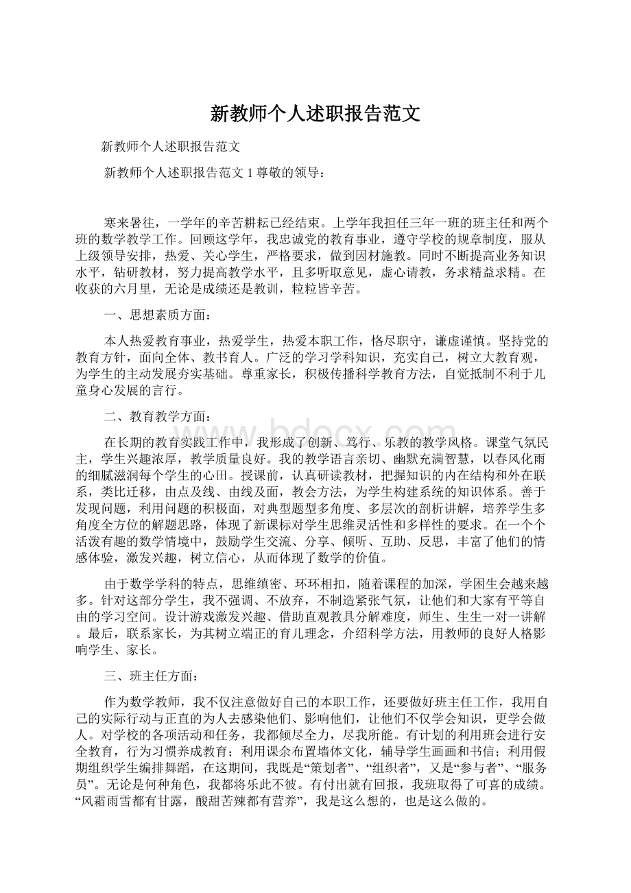 新教师个人述职报告范文.docx