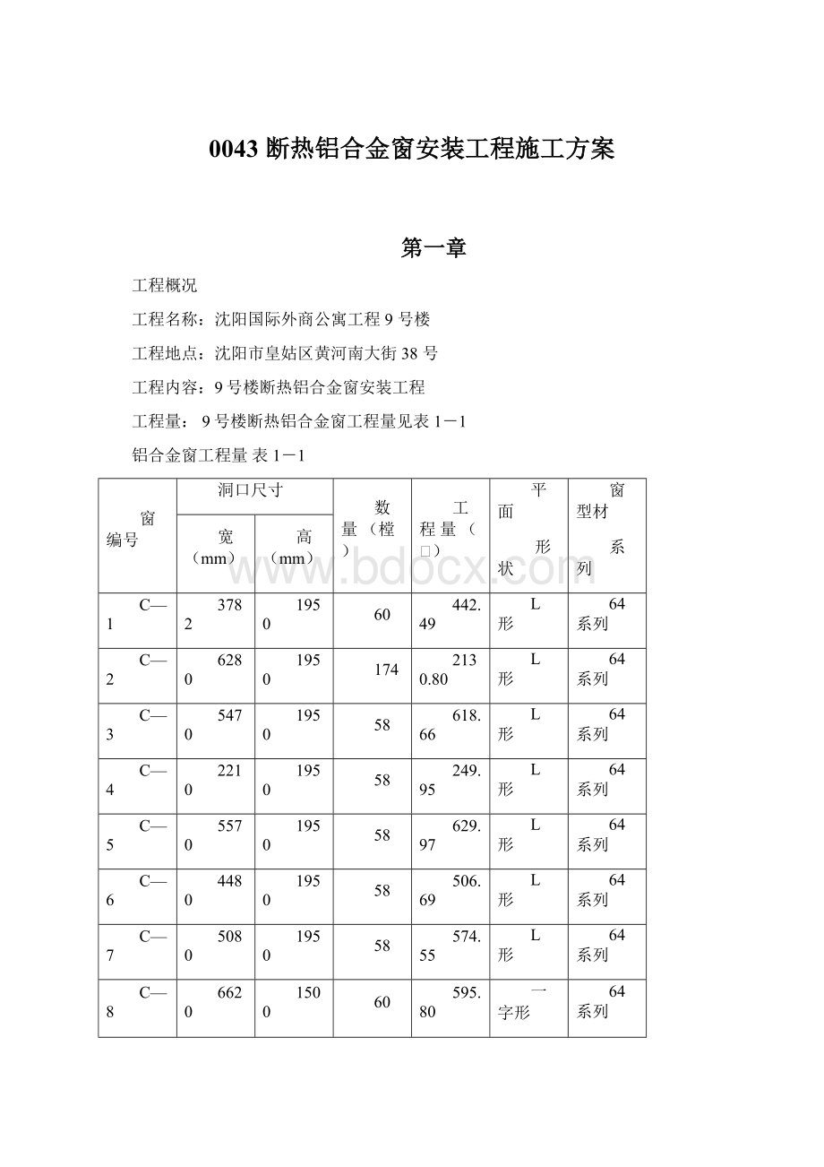 0043 断热铝合金窗安装工程施工方案.docx