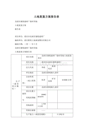 土地复垦方案报告表Word格式.docx