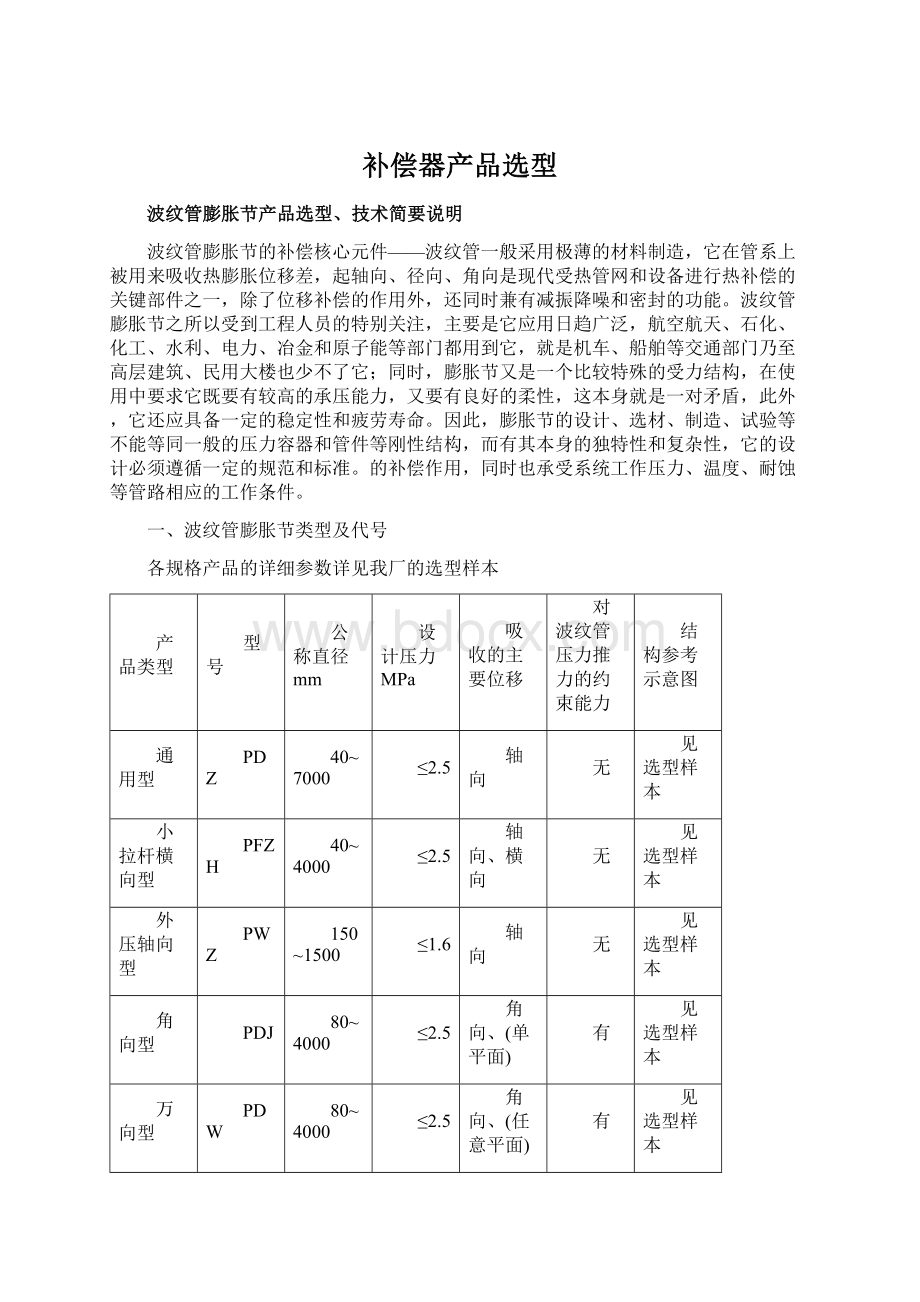 补偿器产品选型.docx