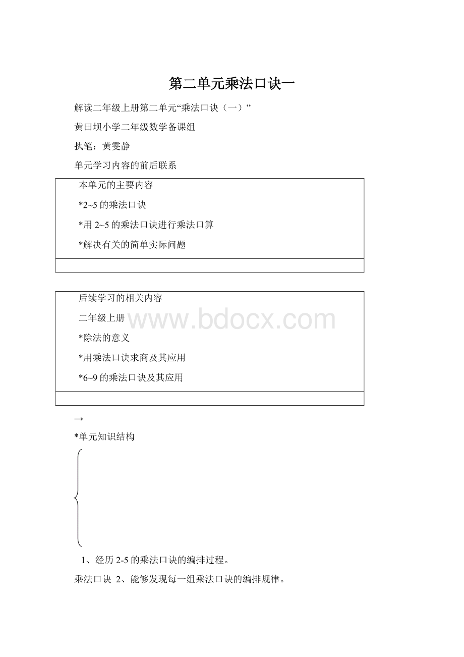 第二单元乘法口诀一.docx_第1页