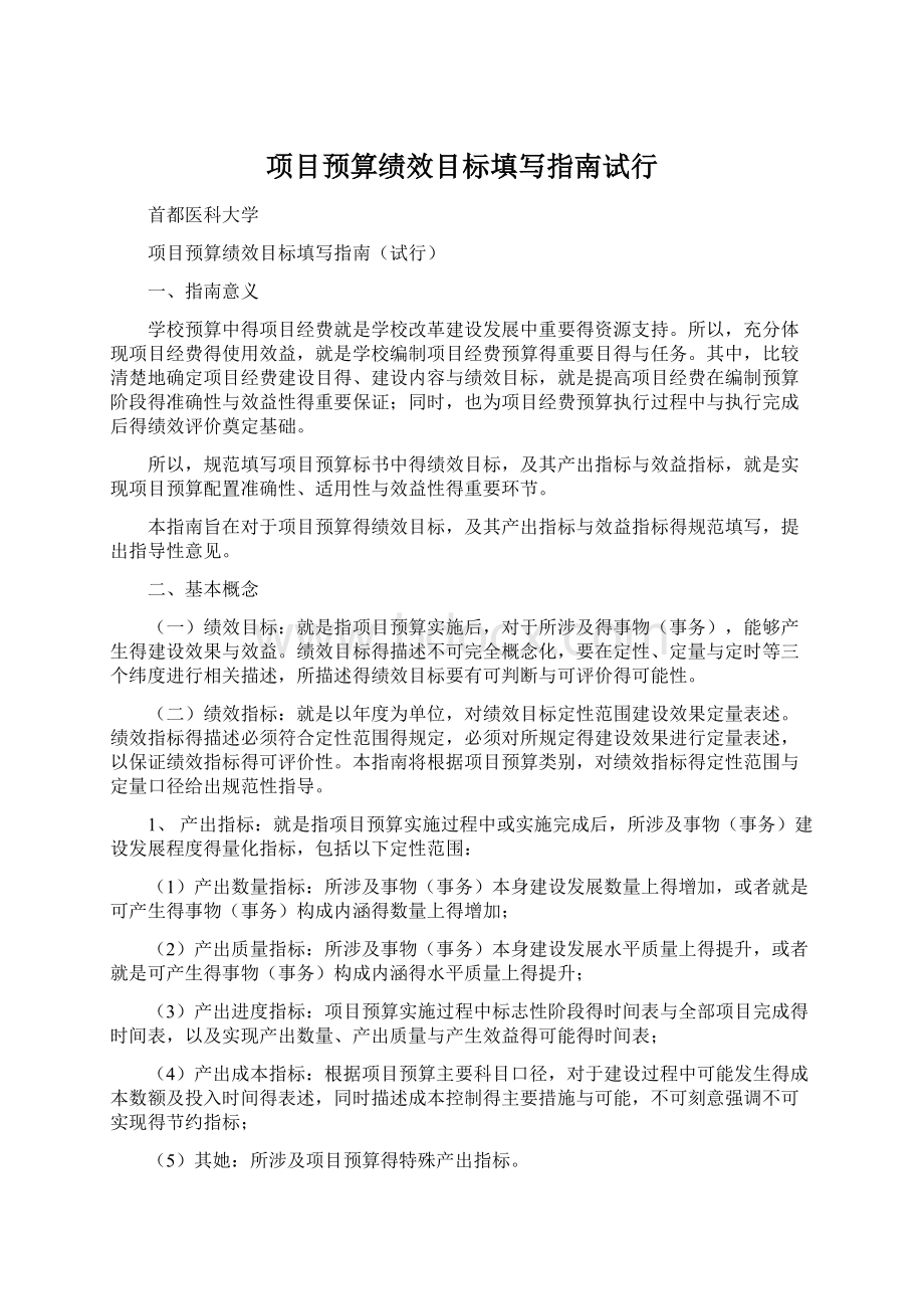 项目预算绩效目标填写指南试行.docx