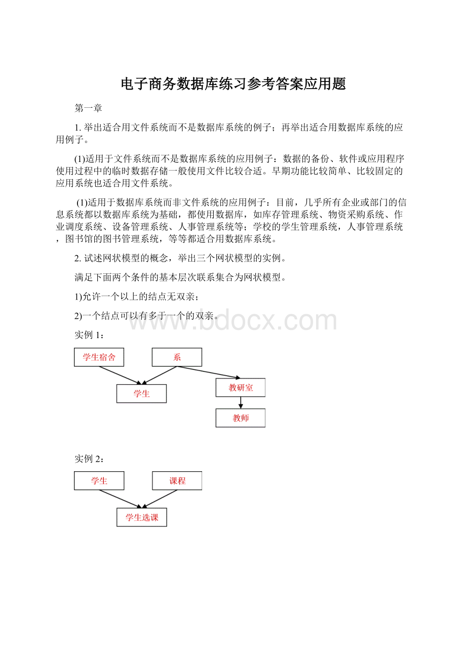 电子商务数据库练习参考答案应用题.docx_第1页