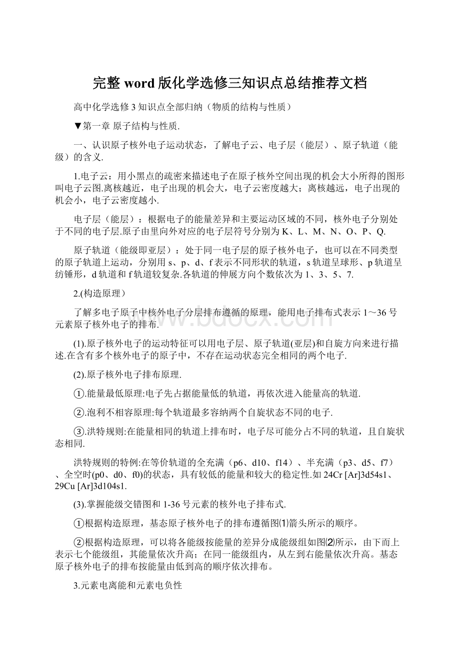 完整word版化学选修三知识点总结推荐文档Word文档格式.docx_第1页