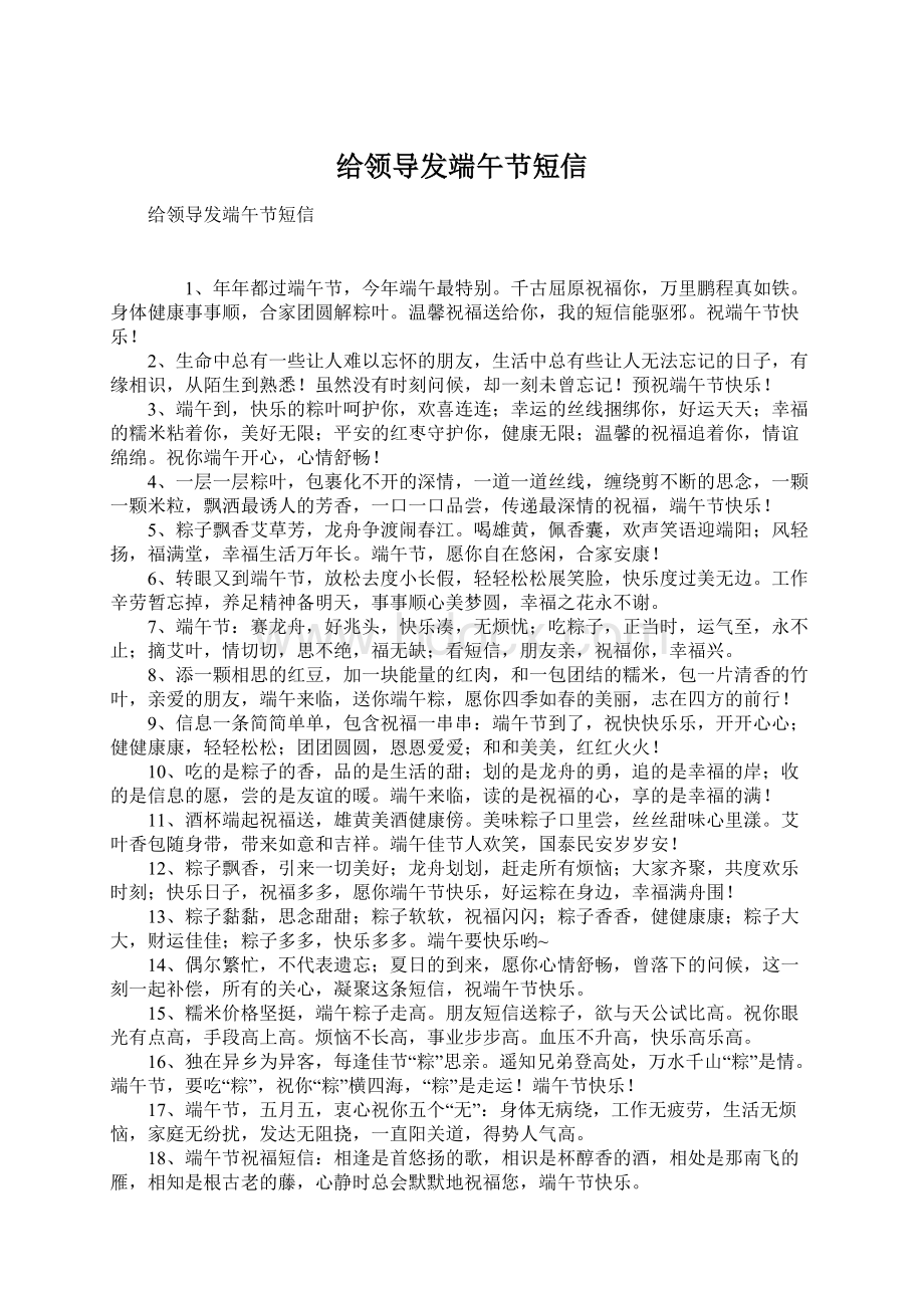 给领导发端午节短信Word格式文档下载.docx