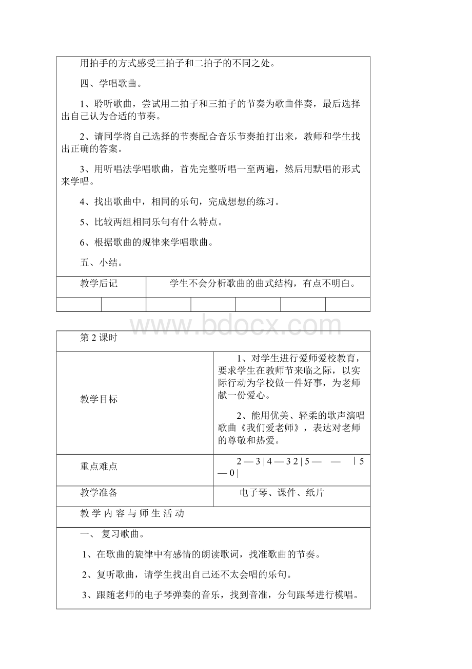 小学三年级《音乐》上册教案Word格式.docx_第2页