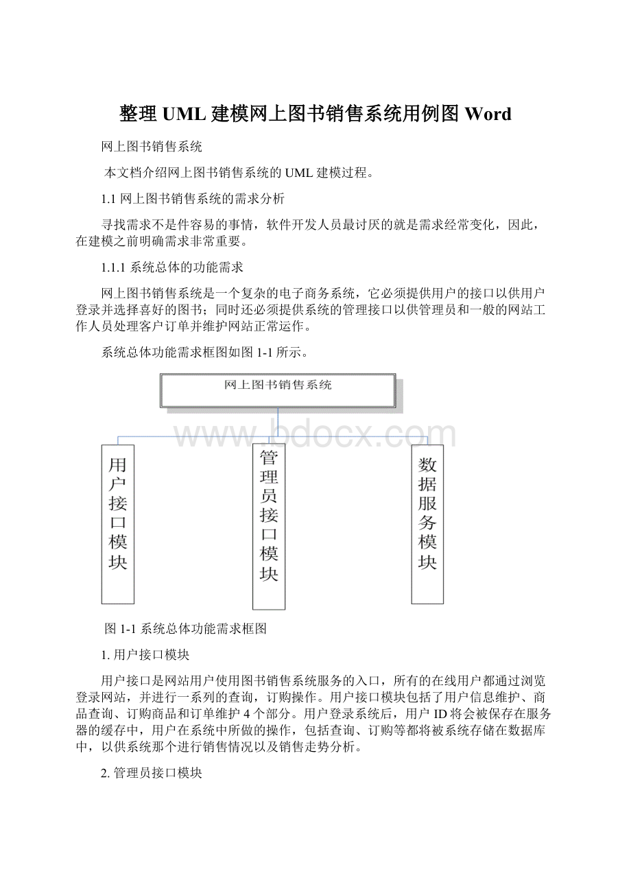 整理UML建模网上图书销售系统用例图Word.docx_第1页