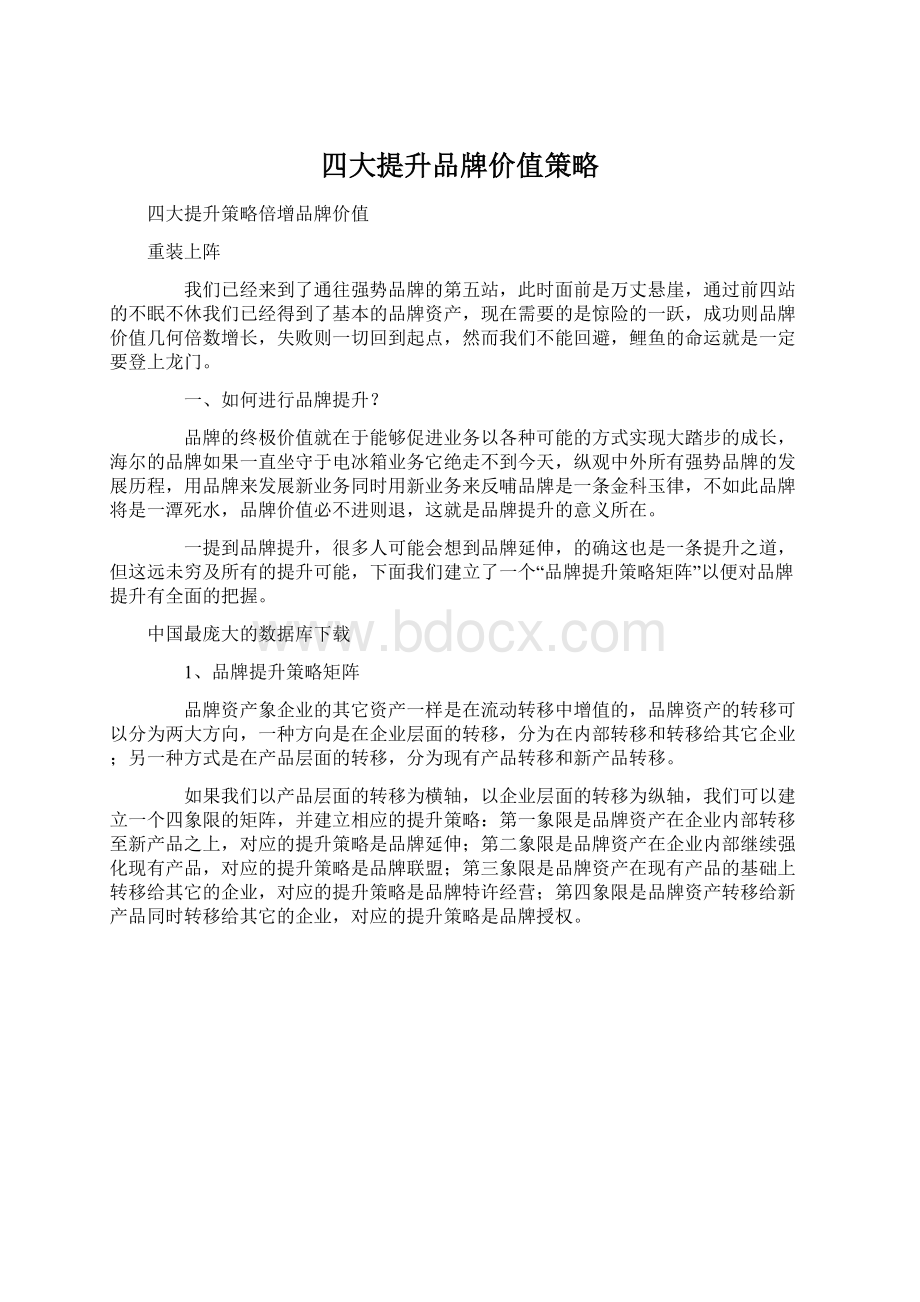 四大提升品牌价值策略.docx