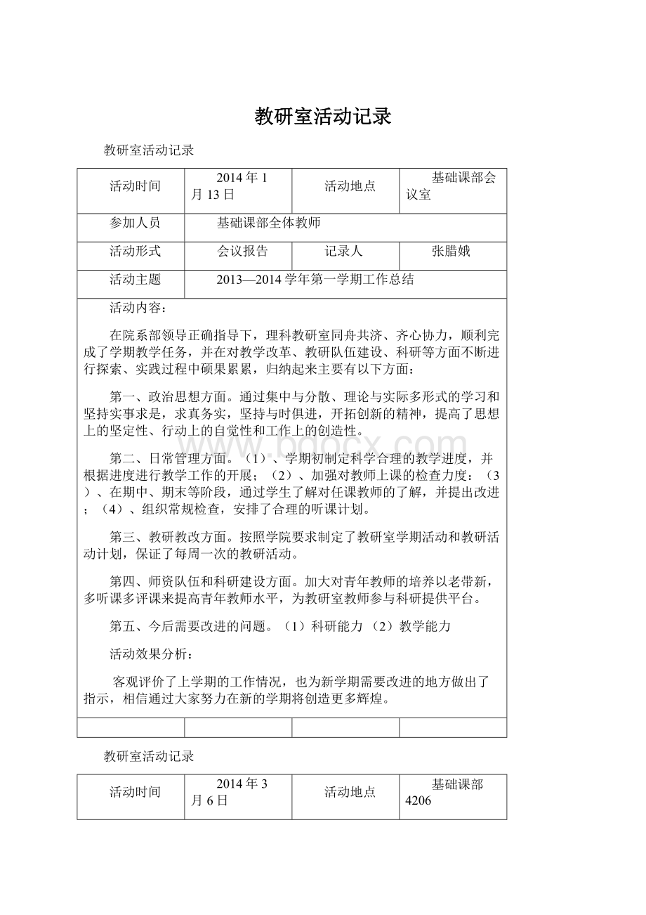 教研室活动记录Word下载.docx_第1页