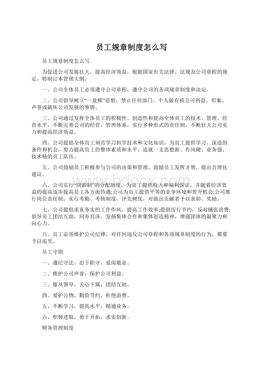 员工规章制度怎么写Word文档下载推荐.docx