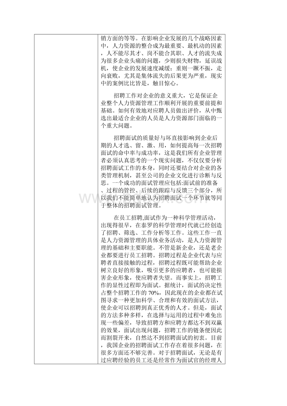 面试设计对提高招聘质量的作用分析开题报告.docx_第2页