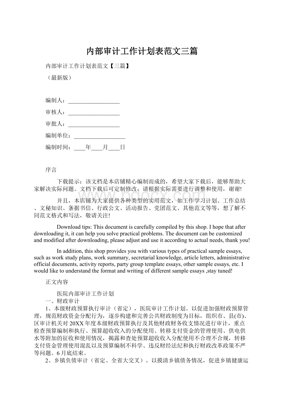 内部审计工作计划表范文三篇.docx_第1页