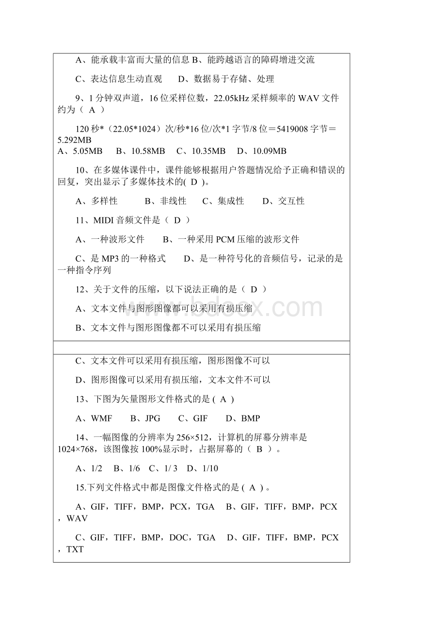 多媒体技术应用试题以及答案.docx_第2页