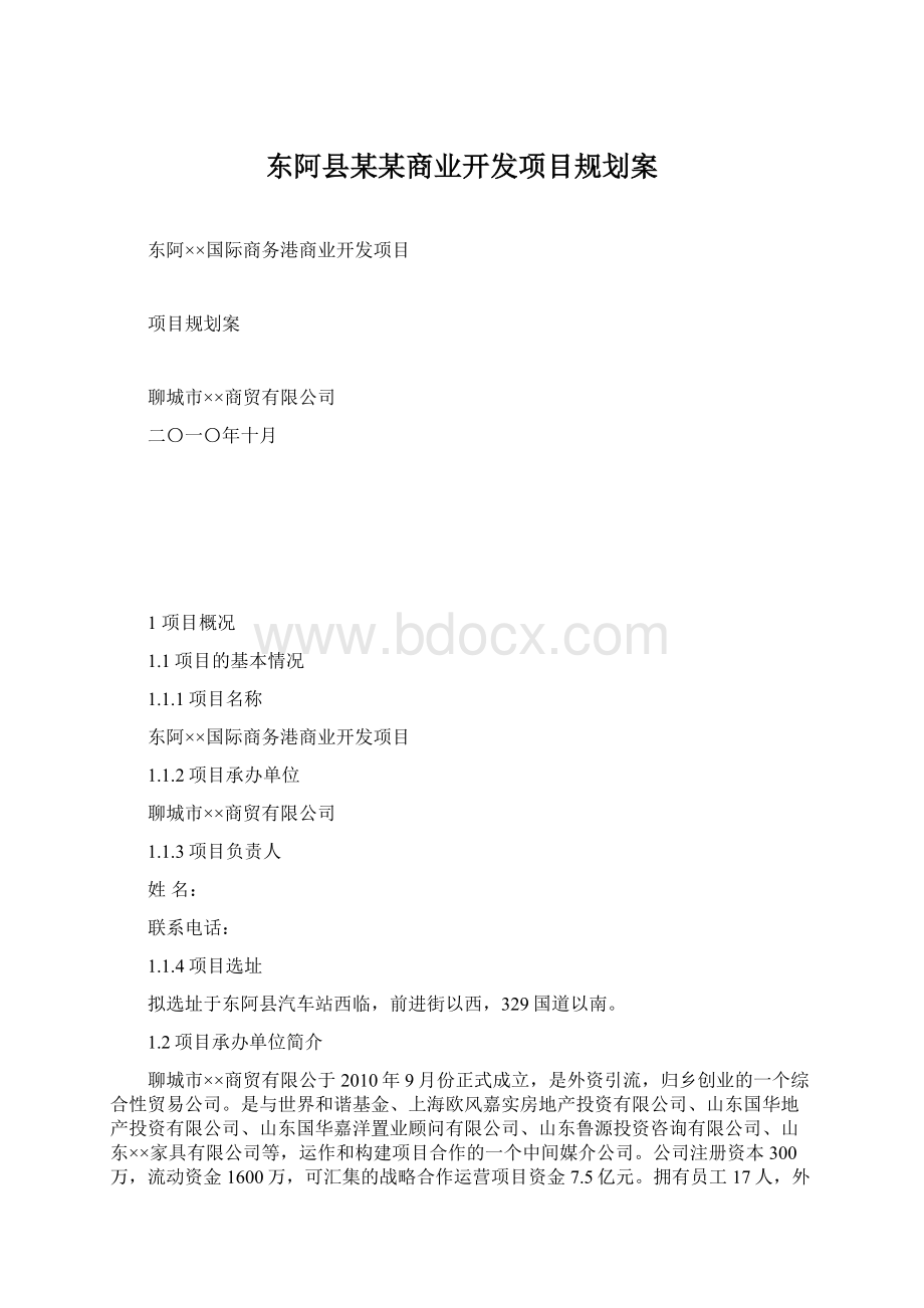 东阿县某某商业开发项目规划案Word文档下载推荐.docx_第1页