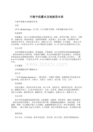 片植中低灌木及地被苗木表Word下载.docx