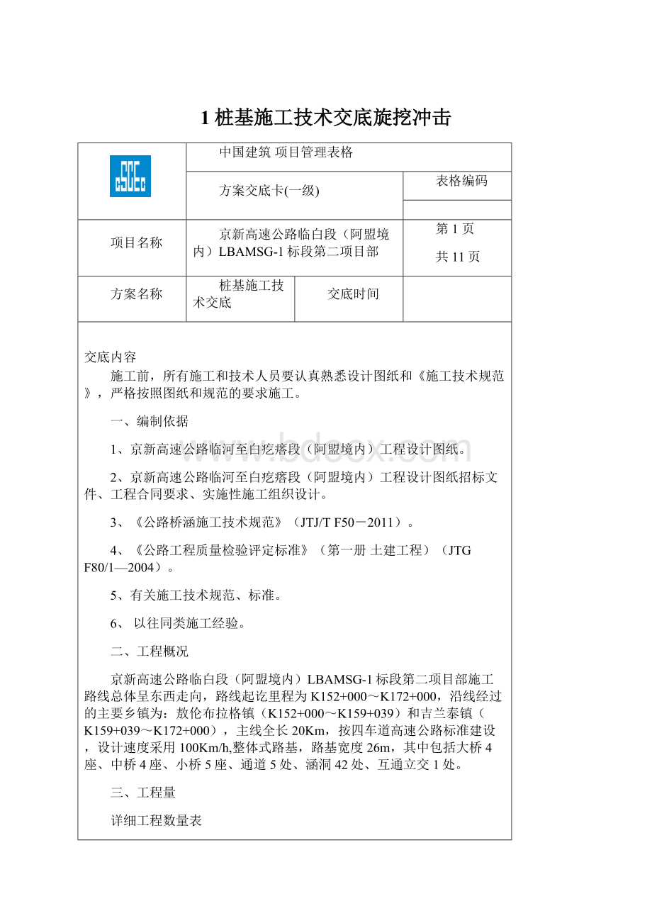 1桩基施工技术交底旋挖冲击.docx_第1页