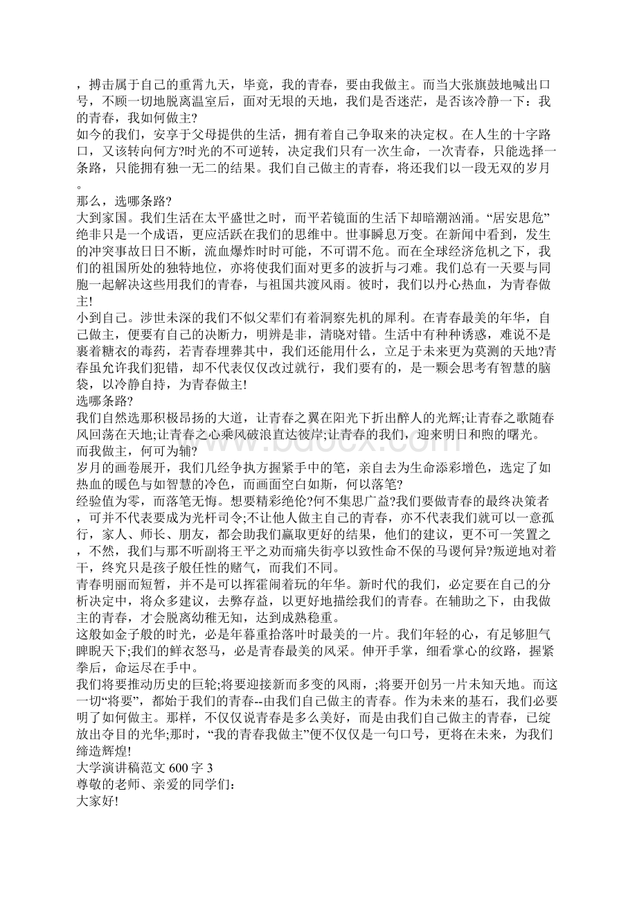 大学演讲稿范文600字优秀范文集锦文档格式.docx_第2页