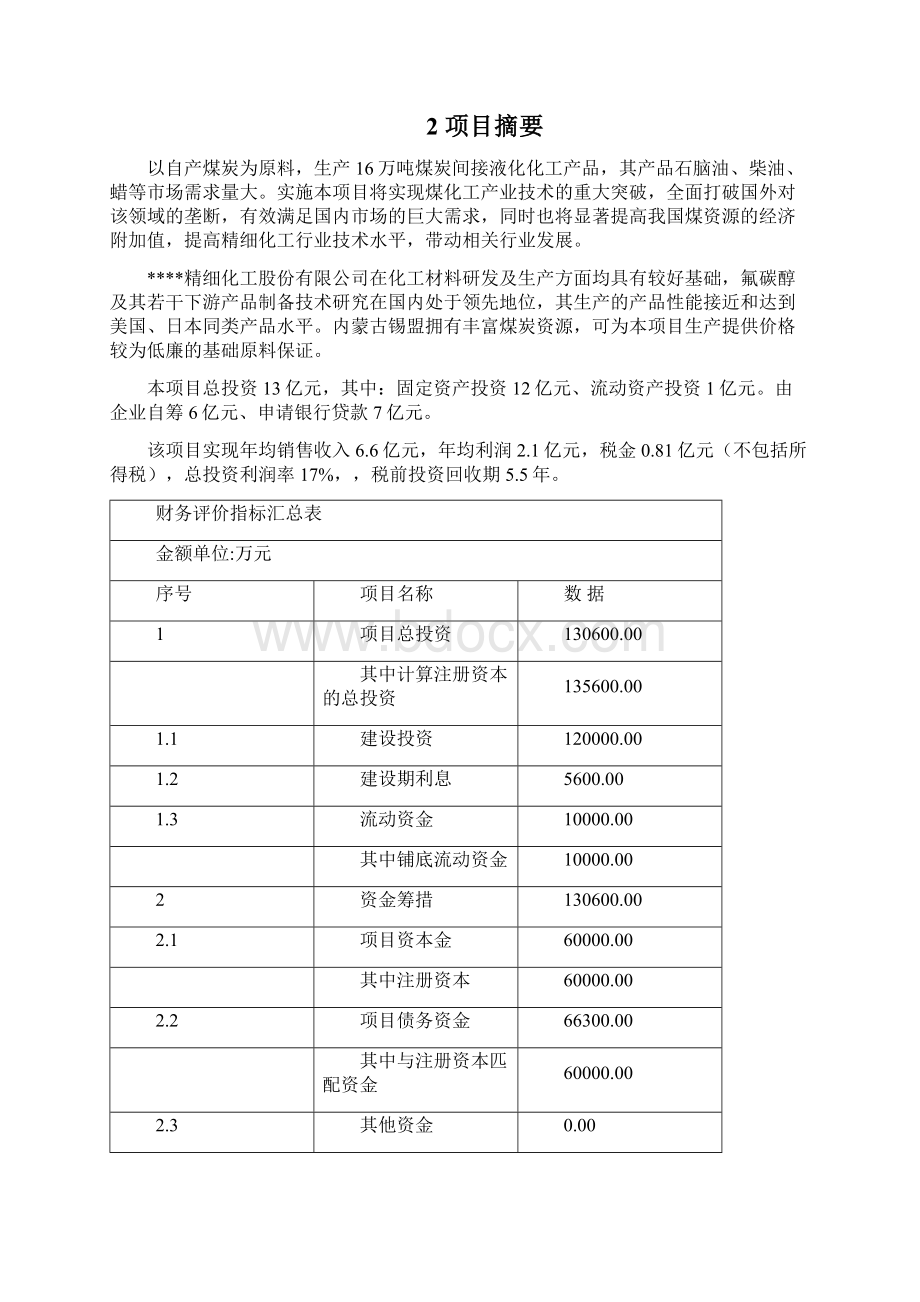 年产16万吨煤炭间接液化产品项目可行性研究报告Word格式.docx_第2页