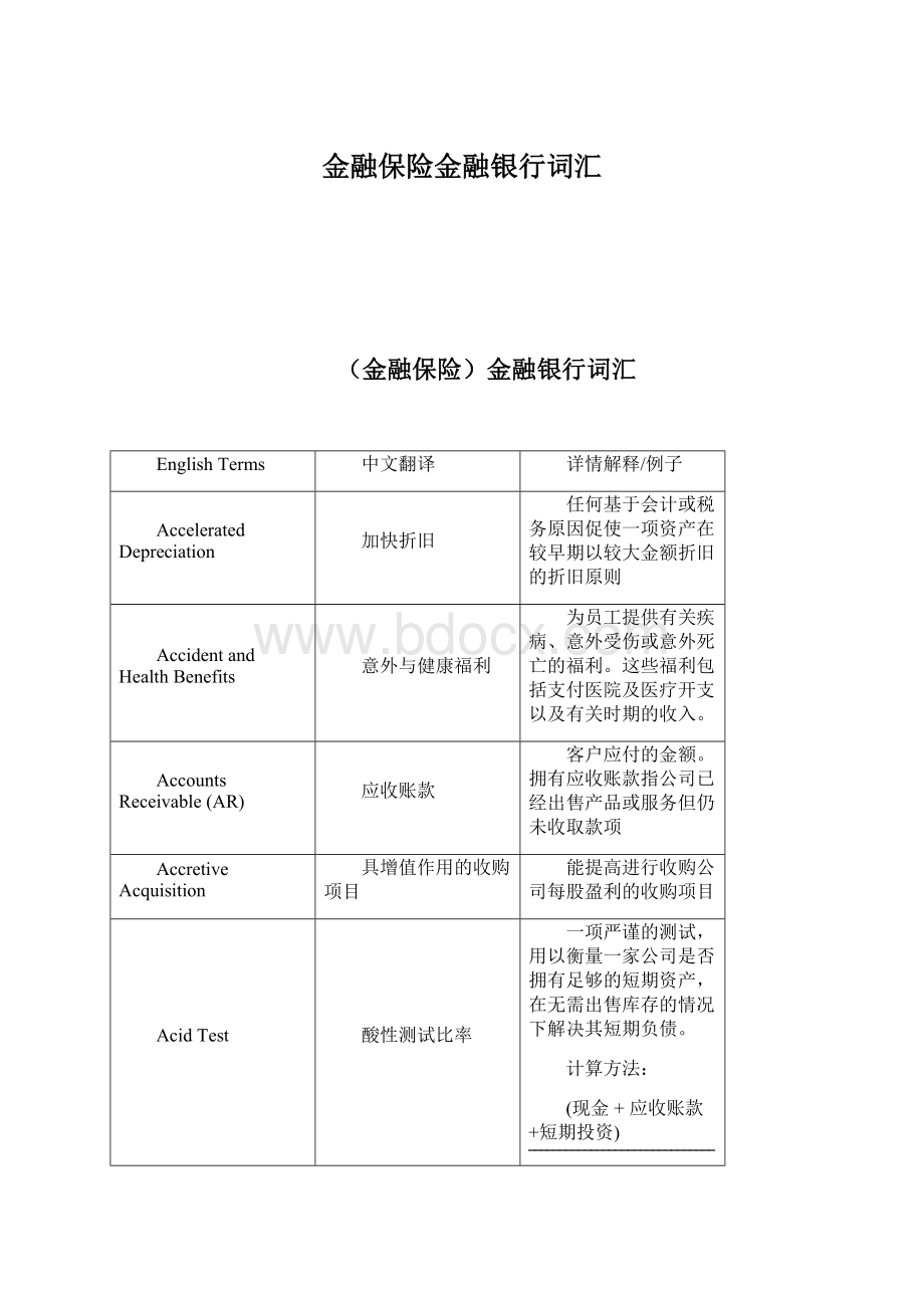 金融保险金融银行词汇Word格式文档下载.docx_第1页