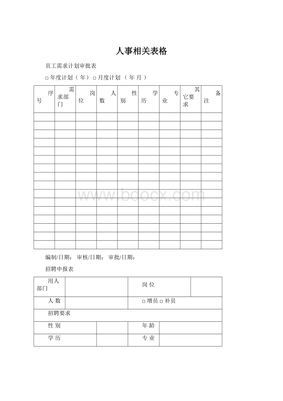 人事相关表格Word下载.docx_第1页