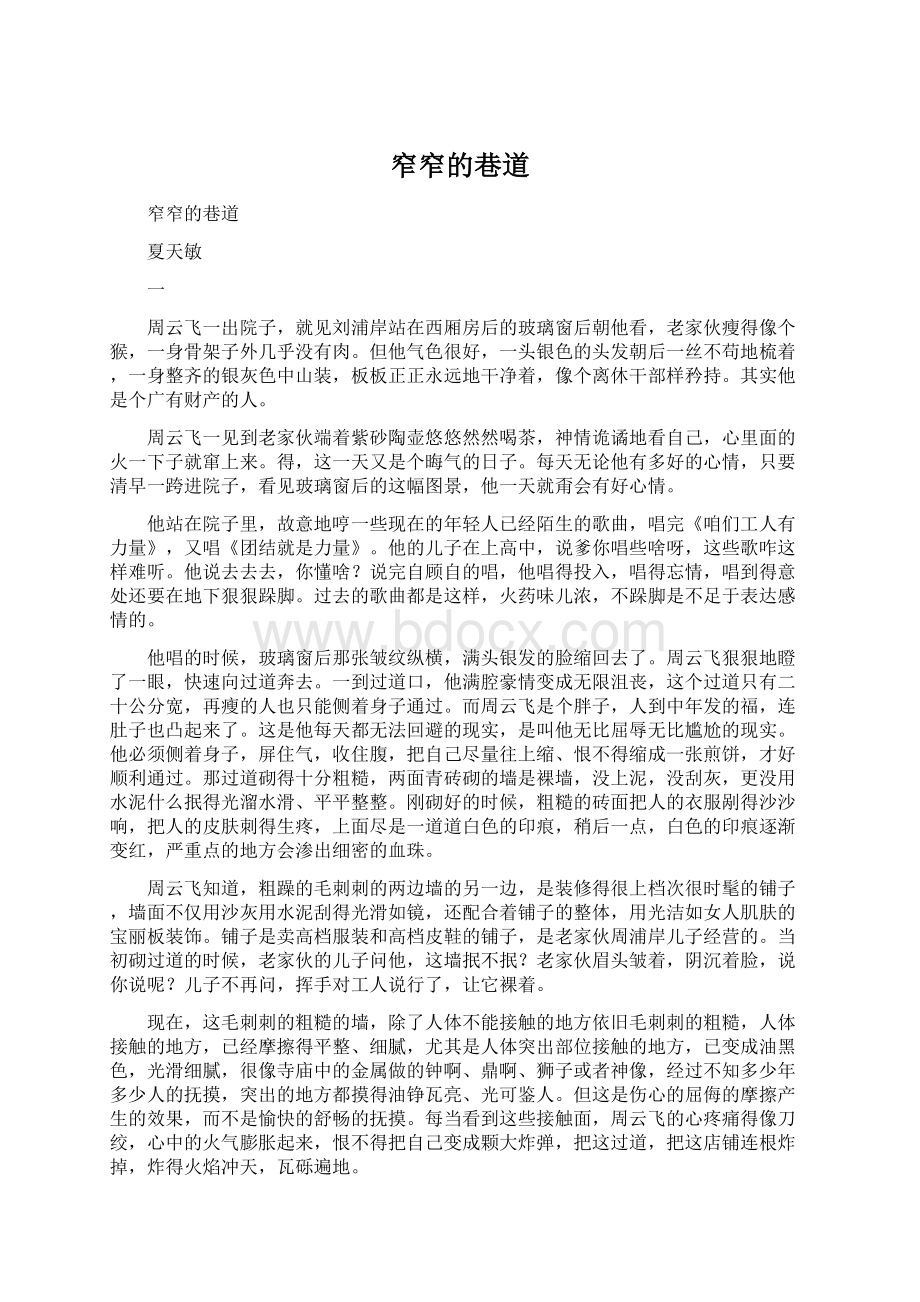 窄窄的巷道Word文档下载推荐.docx