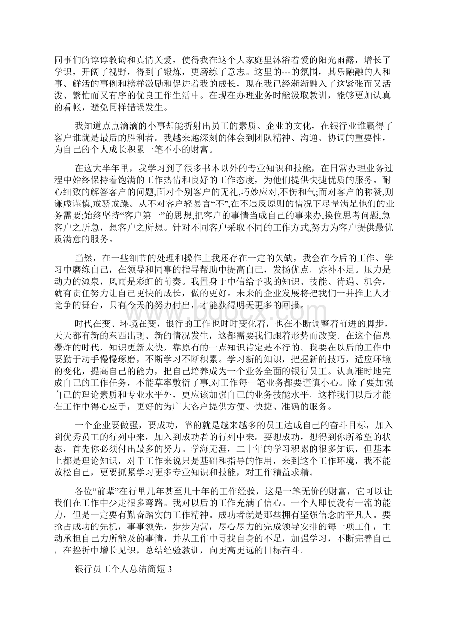 银行员工个人总结简短文档格式.docx_第2页