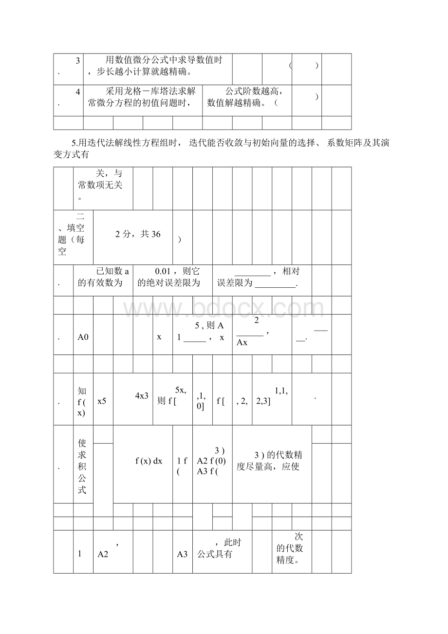 完整数值分析学期期末考试试题与答案A推荐文档docx.docx_第2页