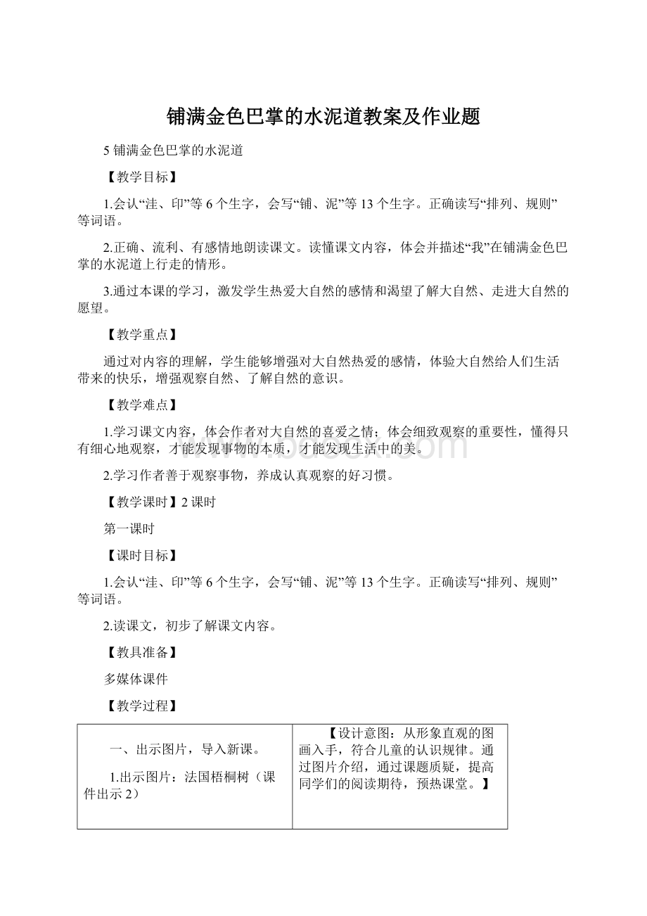 铺满金色巴掌的水泥道教案及作业题.docx