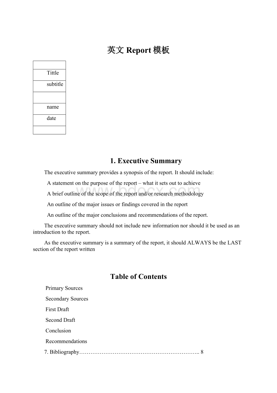 英文Report模板Word格式文档下载.docx