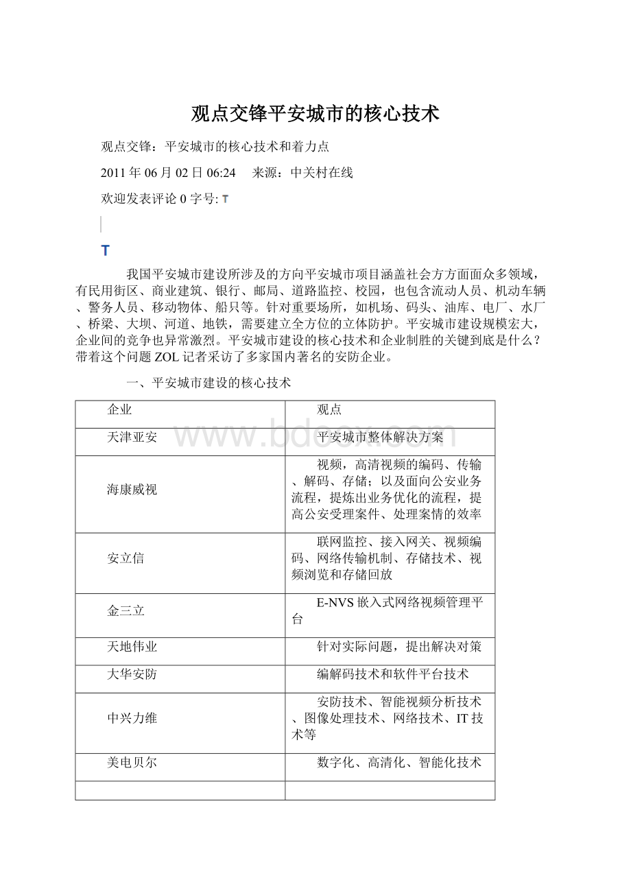 观点交锋平安城市的核心技术.docx_第1页