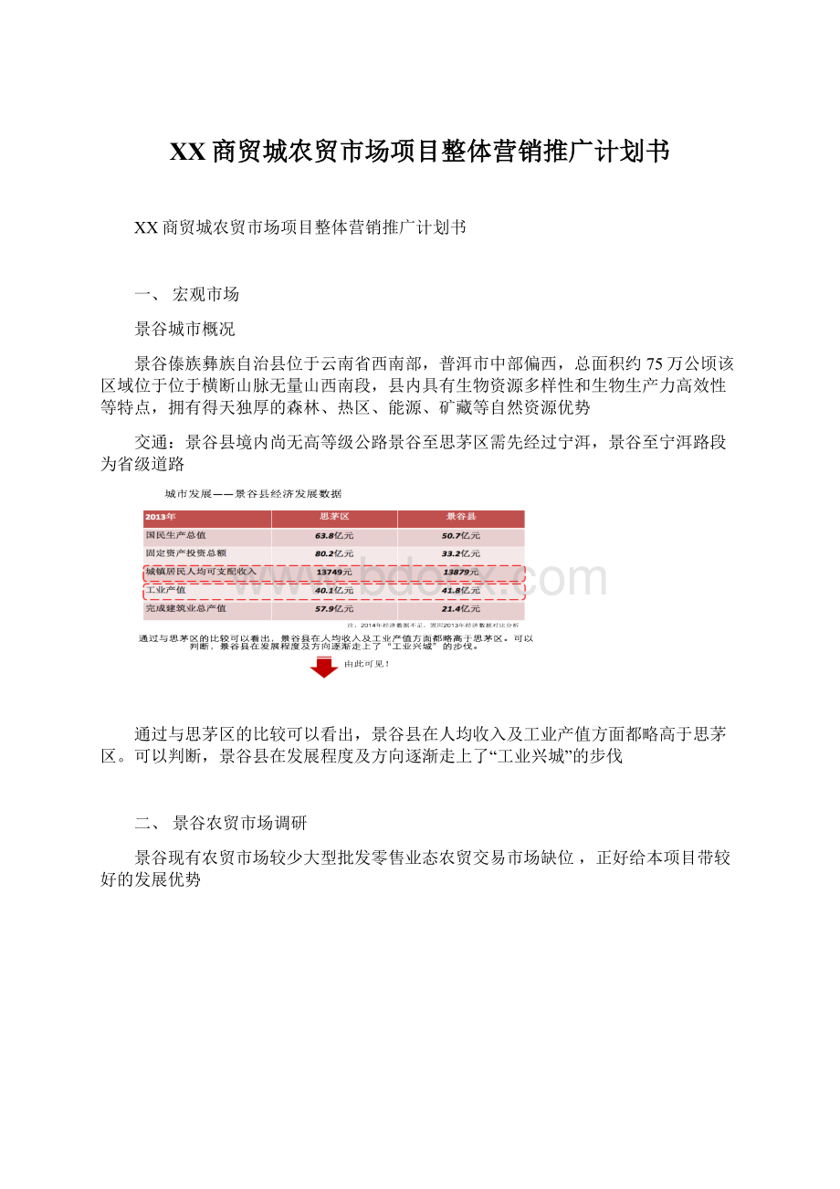 XX商贸城农贸市场项目整体营销推广计划书Word格式文档下载.docx_第1页