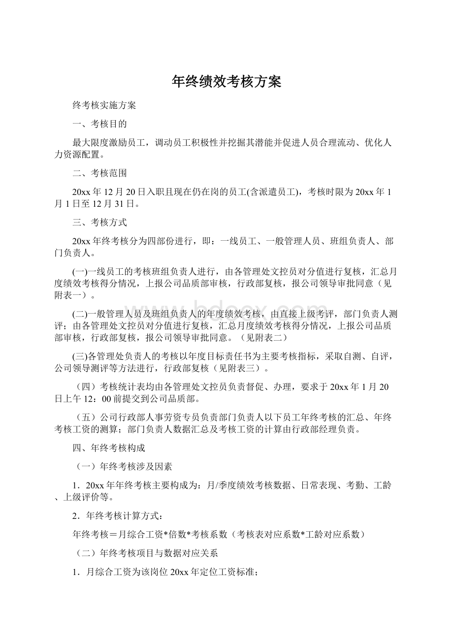 年终绩效考核方案Word下载.docx