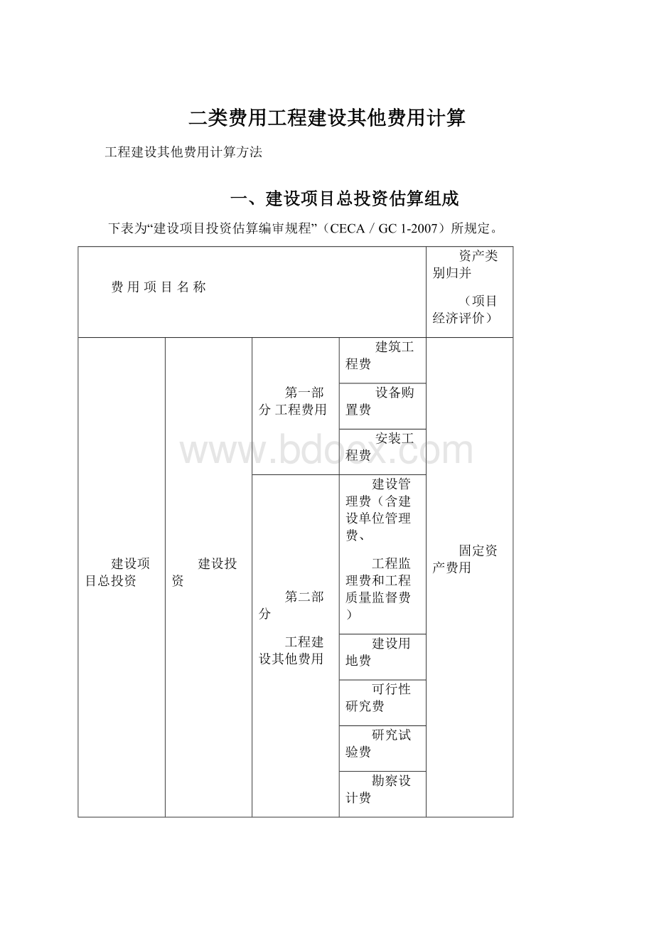 二类费用工程建设其他费用计算.docx