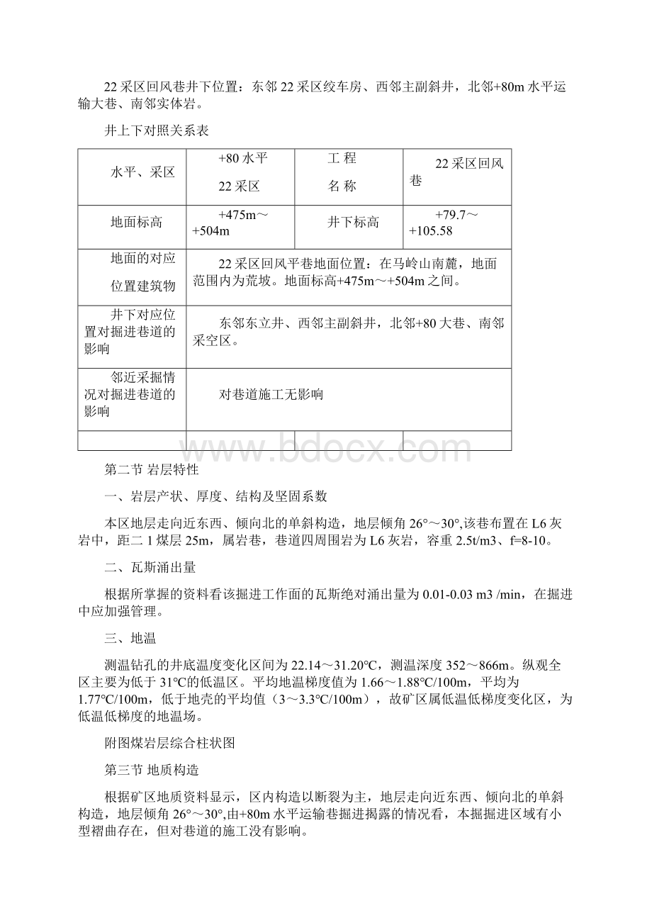 22采区回风巷作业规程原版Word文档下载推荐.docx_第2页