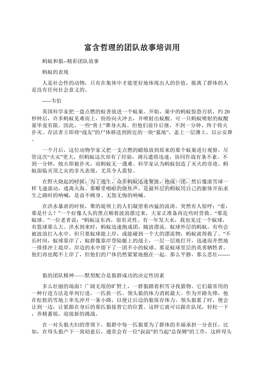 富含哲理的团队故事培训用Word文档下载推荐.docx