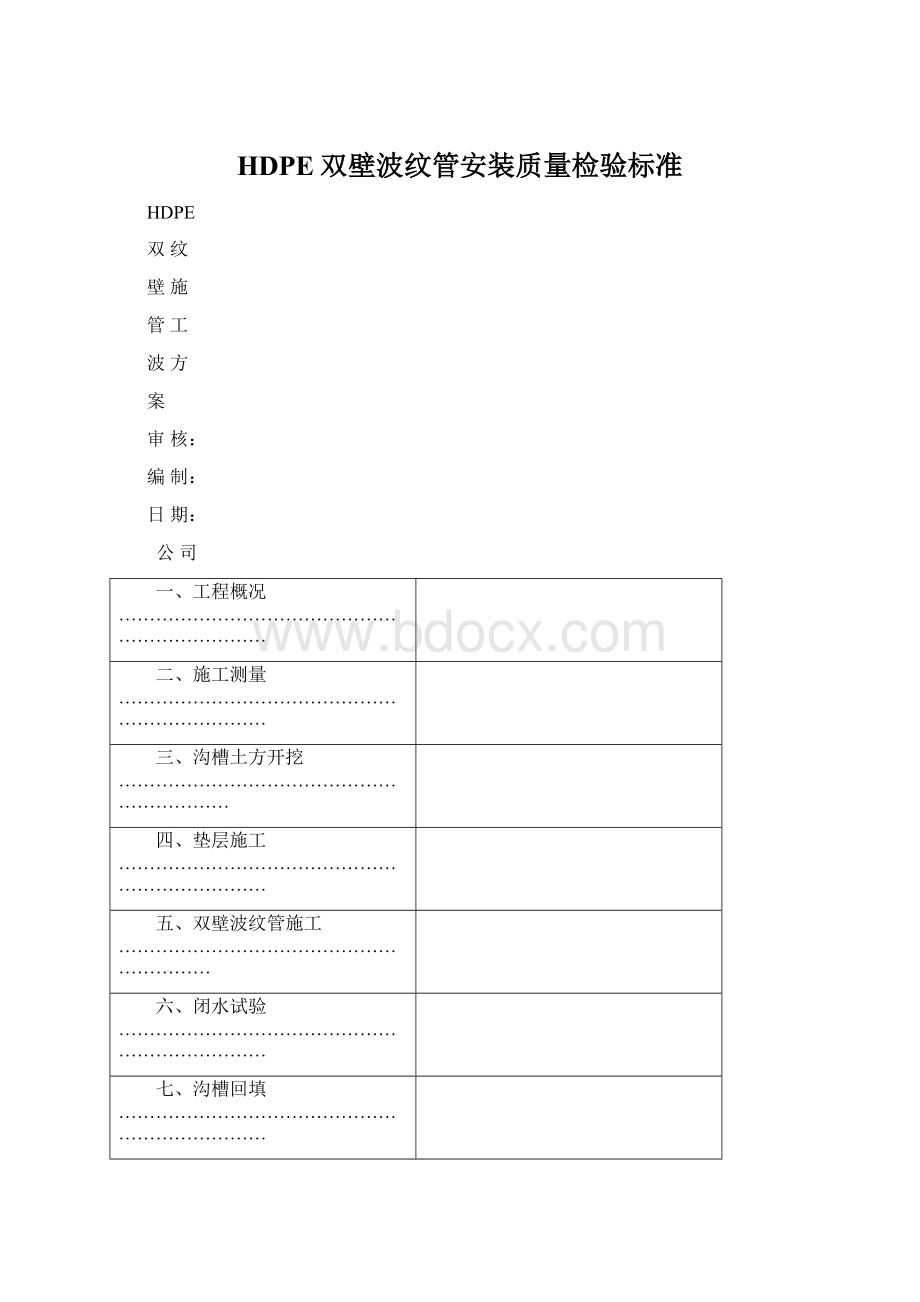 HDPE双壁波纹管安装质量检验标准Word格式文档下载.docx