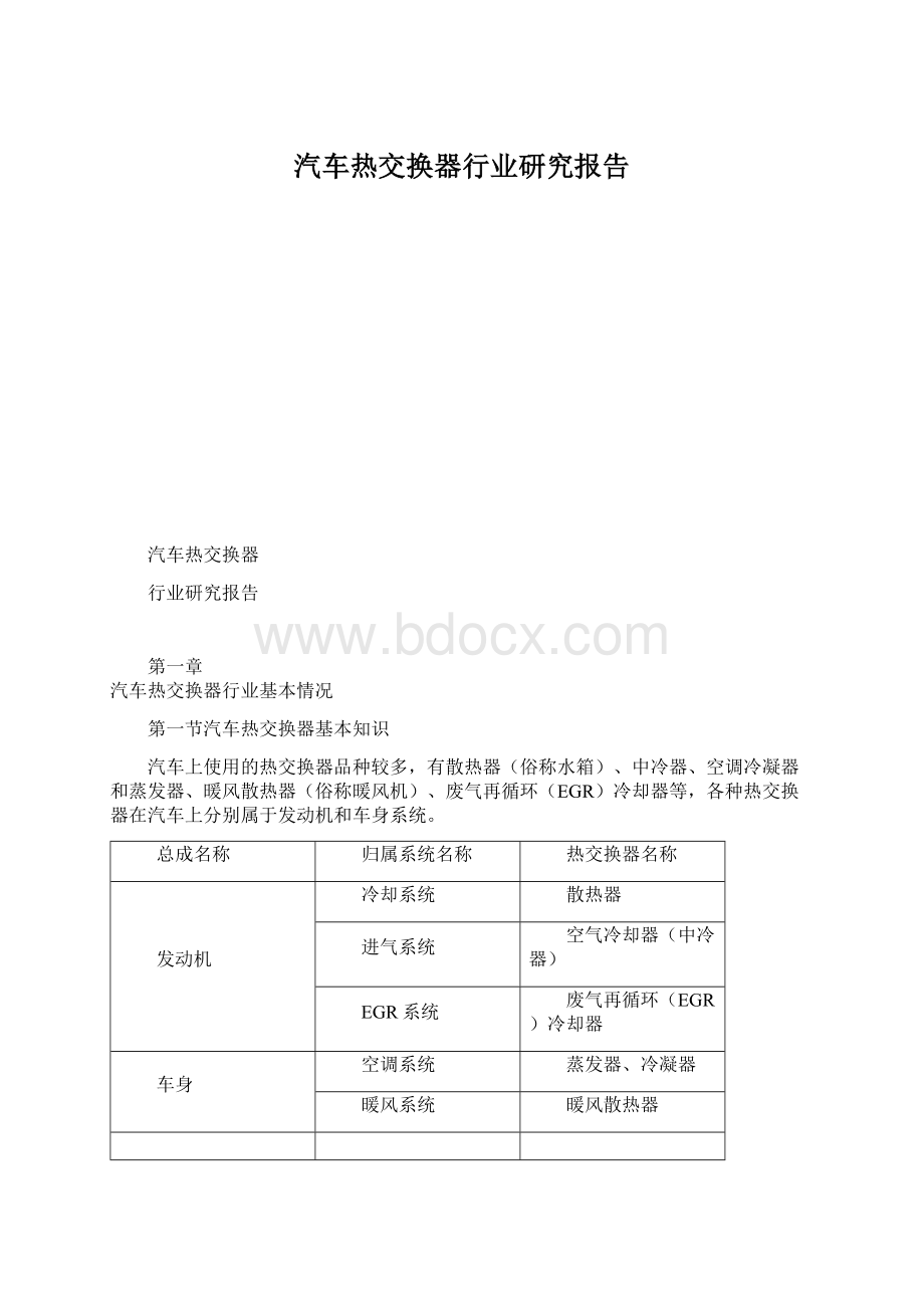汽车热交换器行业研究报告文档格式.docx