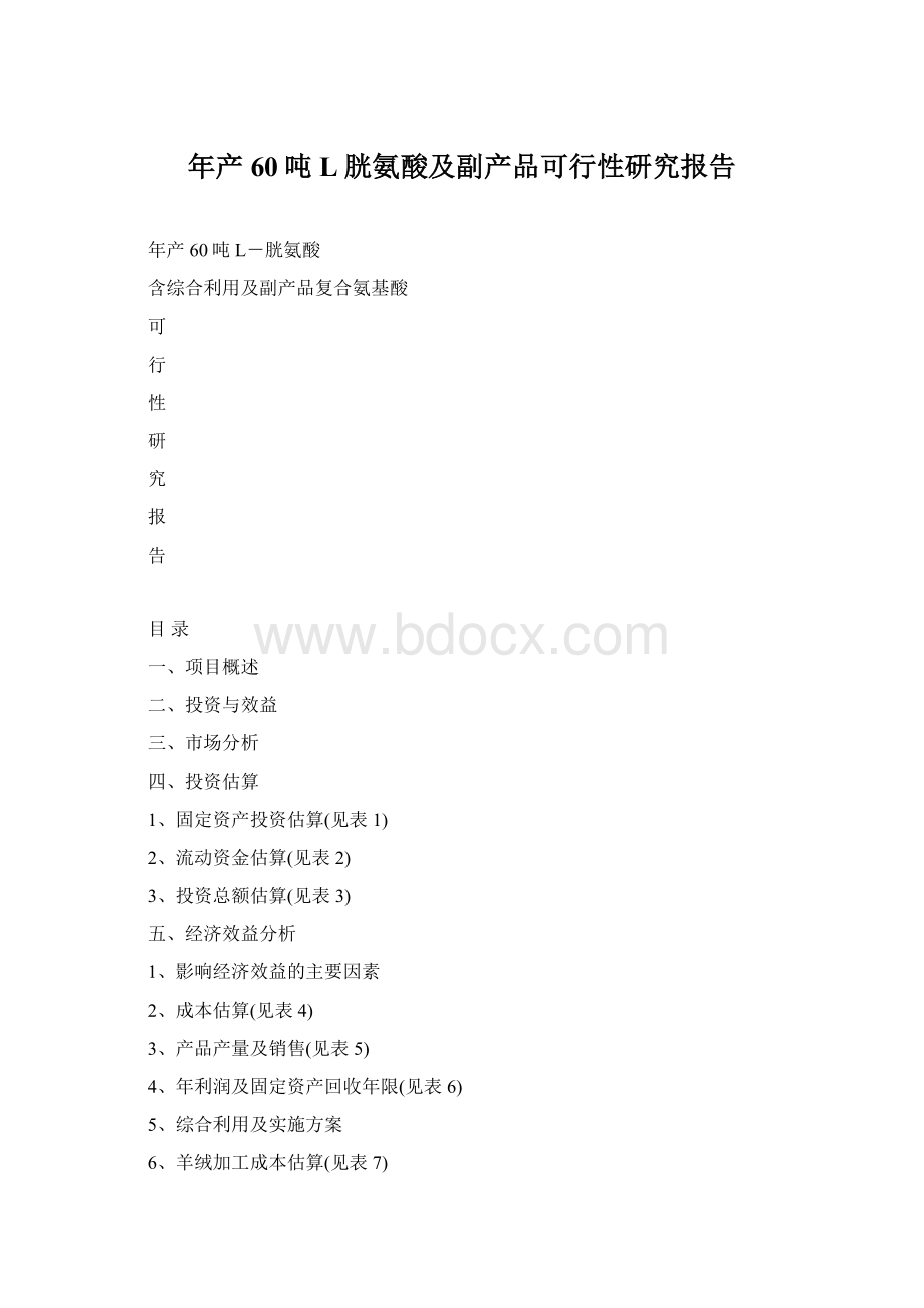 年产60吨L胱氨酸及副产品可行性研究报告Word下载.docx