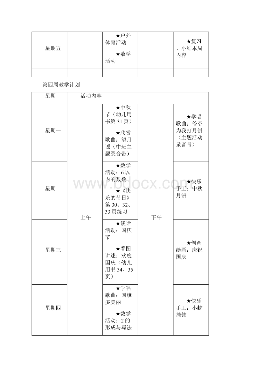 中班秋季学期周教学计划.docx_第2页