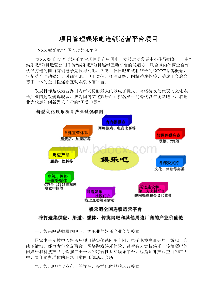 项目管理娱乐吧连锁运营平台项目Word下载.docx_第1页