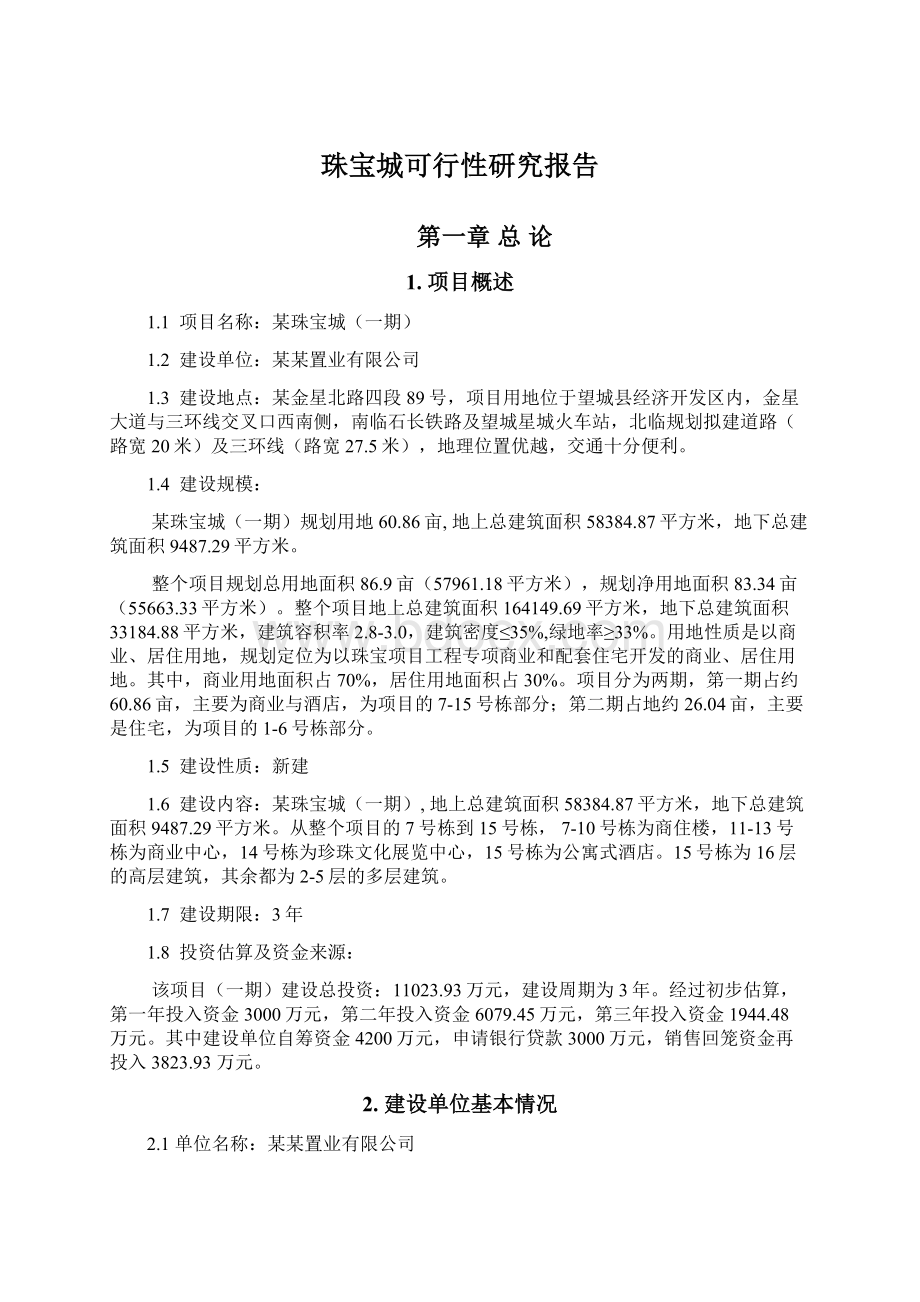 珠宝城可行性研究报告Word文档下载推荐.docx