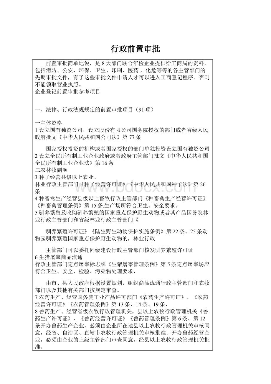 行政前置审批Word文档格式.docx