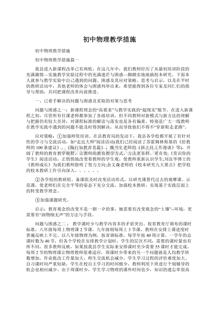 初中物理教学措施.docx_第1页